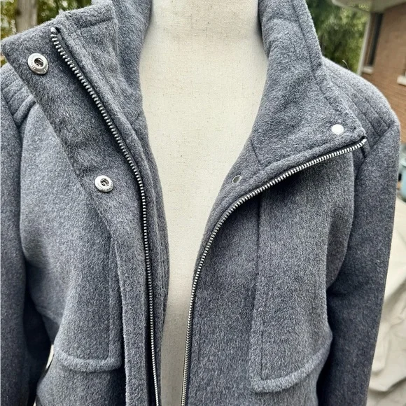 KARL LAGERFELD NWT WINTER ZIP AND SNAP COAT IN HEATHER GRAY XL - Picture 6 of 16